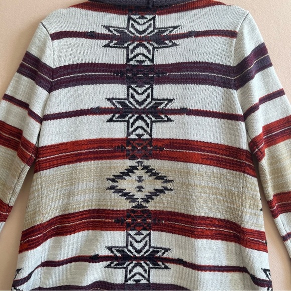BCBG Women's Open Front Knit Cardigan Lagenlook Aztec Southwestern M - Picture 5 of 13